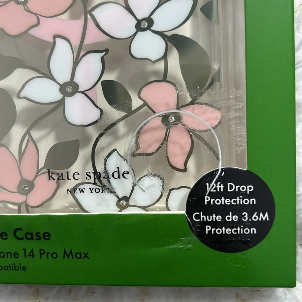 Kate Spade Pink and White Floral iPhone 14 Pro‎ Max Protective Case